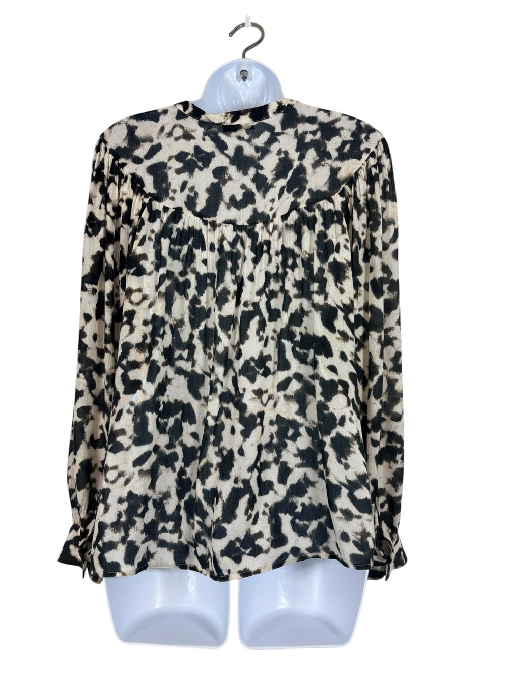 Rails Fable Blurred Cheetah Print Blouse  V neck Balloon Sleeve Top SzS Office - Picture 4 of 15